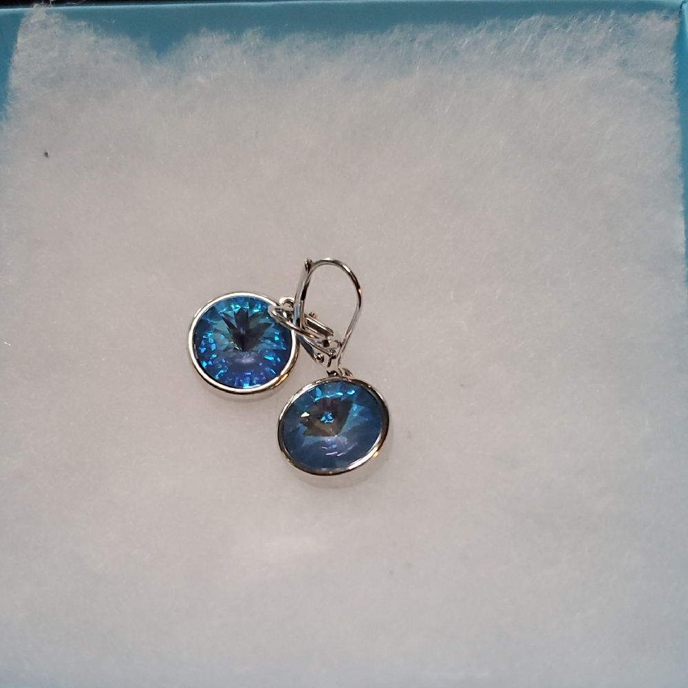 Touchstone Crystal Blue Round Earrings